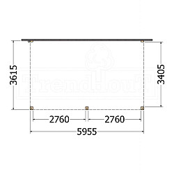 Aanbouwveranda Modena 6000x3650x2700mm (bxdxh)