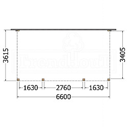 Aanbouwveranda Modena 6600x3650x2700mm (bxdxh)