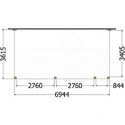 Aanbouwveranda Modena 6950x3650x2700mm (bxdxh) rechts