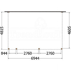 Aanbouwveranda Modena 6950x4850x2700mm (bxdxh) links