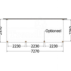 Aanbouwveranda Modena 7300x3000x2700mm (bxdxh) links
