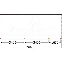 Aanbouwveranda Modena 9050x3650x2700mm (bxdxh) rechts
