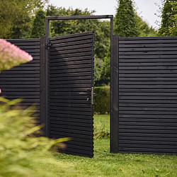 Grenen geschaafd latten deur op verstelbaar frame, horizontaal, 178x99x5cm zwart gespoten