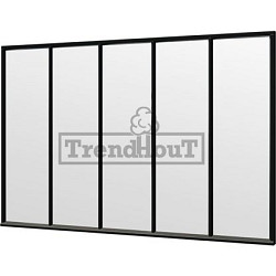 Steel Look raam 3405x2200mm zwart module E-01