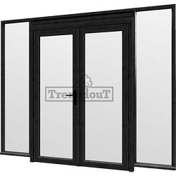 Steel Look raam 2760x2200mm zwart module C-01 met dubbele openslaande deuren