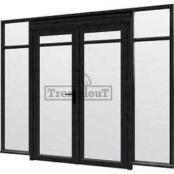 Steel Look raam 2760x2200mm zwart module C-02 met dubbele openslaande deuren