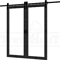Steel Look schuifdeur 01 dubbel DOUGLAS, zwart, deur: 1780x2060mm