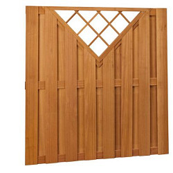 Hardhouten plankenscherm 18-planks 14mm recht verticaal met V-Trellis 180x180cm