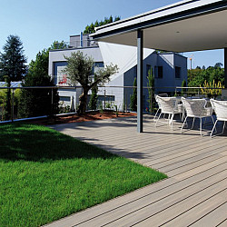 WPC 22,5x138mm FIberdeck Premium | ronde kamer | 2-zijdig | Light Grey 500cm