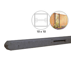 Betonpaal stampbeton 10x10x310cm antraciet tussenpaal tbv recht scherm met 2 betonplaten