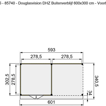 Douglasvision DHZ Buitenverblijf 600x300cm kleurloos geïmpregneerd