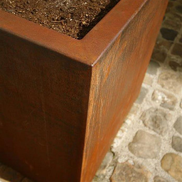 CARREZ met wielen 1000x1000x600mm Corten (CAWL5.2)