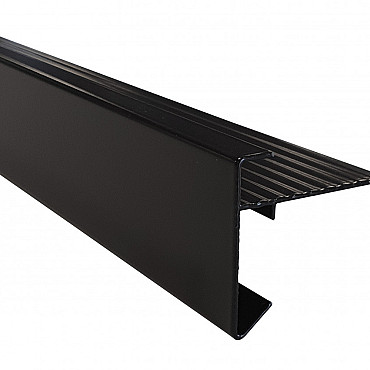 Aluminium daktrim, 4,5 x 4,5 x 250 cm, zwart RAL 9005.