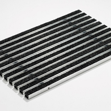 Mat aluminium met tapijtstroken, antraciet L=600mm B=400mm H=20mm