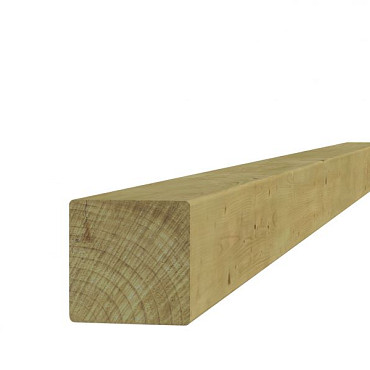 Midden-Europees vuren geschaafde paal 6,7 x 6,7 x 300 cm, groen geïmpregneerd.