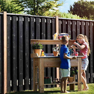 Naaldhout geschaafd plankenscherm 19-planks 15mm 180x180cm geïmpregneerd en zwart gedompeld