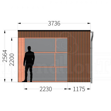 Buitenverblijf Capri 4250x3750x2550mm (bxdxh) model links alleen constructie