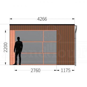 Buitenverblijf Capri 4900x4250x2550mm (bxdxh) model links alleen constructie