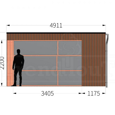 Buitenverblijf Capri 7200x4900x2550mm (bxdxh) model links alleen constructie