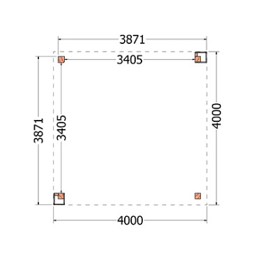 Buitenverblijf Verona model links 4000x4000x2500mm (bxdxh)