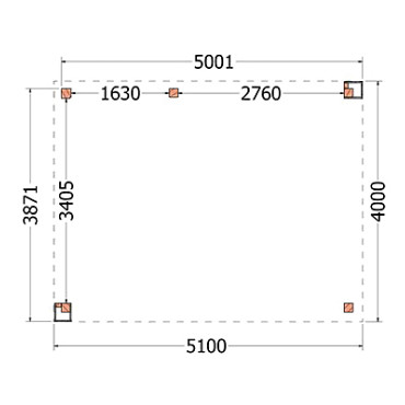 Buitenverblijf Verona model links 5100x4000x2500mm (bxdxh)