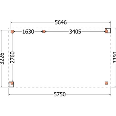 Buitenverblijf Verona model links 5750x3350x2500mm (bxdxh)