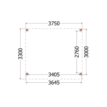 Buitenverblijf Casa 3750x3300x2600mm (bxdxh)