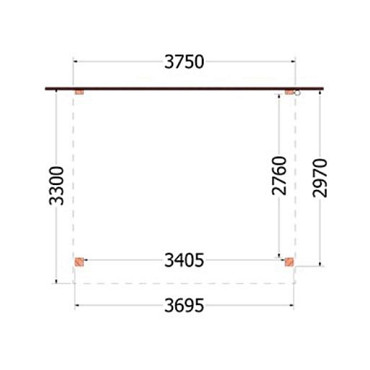 Aanbouwveranda Ancona 3750x3300x2600mm (bxdxh)