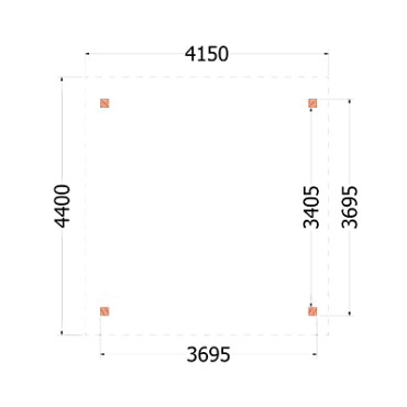 Buitenverblijf Zadeldak XL 4150x4400x4250mm (bxdxh)