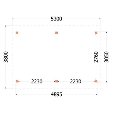 Buitenverblijf Zadeldak XL 5300x3800x3950mm (bxdxh)