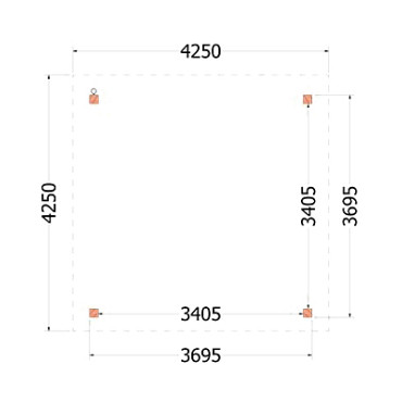 Buitenverblijf Florence 4250x4250x2600mm (bxdxh)