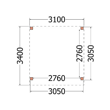 Buitenverblijf Refter XL 3100x3400x2600mm (bxdxh)
