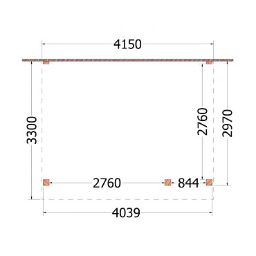 Aanbouwveranda Ancona 4150x3300x2600mm (bxdxh) rechts