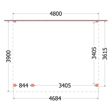 Aanbouwveranda Ancona 4800x3900x2600mm (bxdxh) links