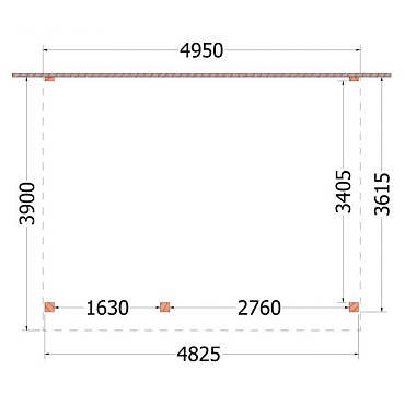 Aanbouwveranda Ancona 4950x3900x2600mm (bxdxh) links