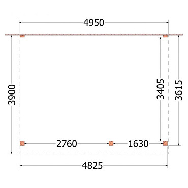 Aanbouwveranda Ancona 4950x3900x2600mm (bxdxh) rechts