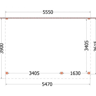 Aanbouwveranda Ancona 5550x3900x2600mm (bxdxh) rechts