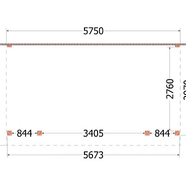 Aanbouwveranda Ancona 5750x3300x2600mm (bxdxh)