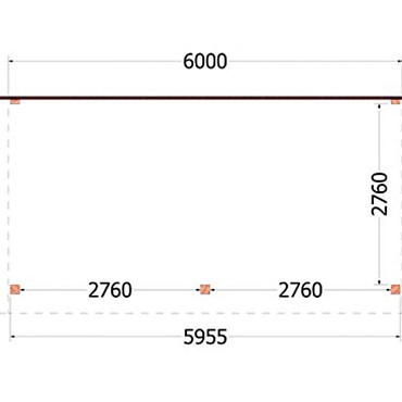 Aanbouwveranda Ancona 6000x3300x2600mm (bxdxh)