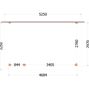 Aanbouwveranda Lucca 5250x3250x2600mm (bxdxh) links