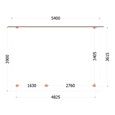 Aanbouwveranda Lucca 5400x3900x2600mm (bxdxh) links