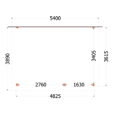 Aanbouwveranda Lucca 5400x3900x2600mm (bxdxh) rechts