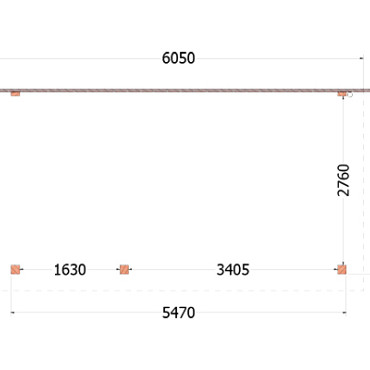 Aanbouwveranda Lucca 6050x3250x2600mm (bxdxh) links