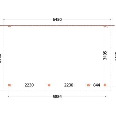 Aanbouwveranda Lucca 6450x3900x2600mm (bxdxh) rechts