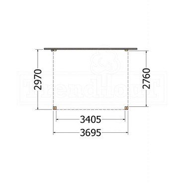Aanbouwveranda Modena 3700x3000x2700mm (bxdxh)
