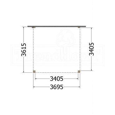 Aanbouwveranda Modena 3700x3650x2700mm (bxdxh)