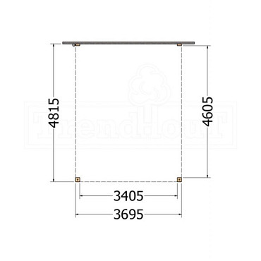 Aanbouwveranda Modena 3700x4850x2700mm (bxdxh)