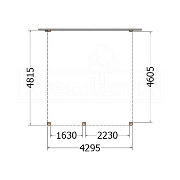 Aanbouwveranda Modena 4300x4850x2700mm (bxdxh) links