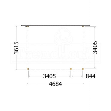 Aanbouwveranda Modena 4700x3650x2700mm (bxdxh) rechts