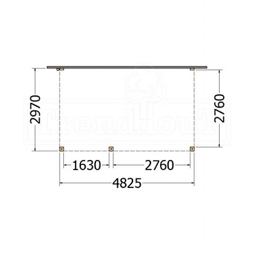 Aanbouwveranda Modena 4850x3000x2700mm (bxdxh) links